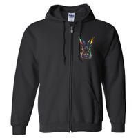 Colorful Rabbit Illustration Full Zip Hoodie