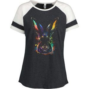 Colorful Rabbit Illustration Enza Ladies Jersey Colorblock Tee