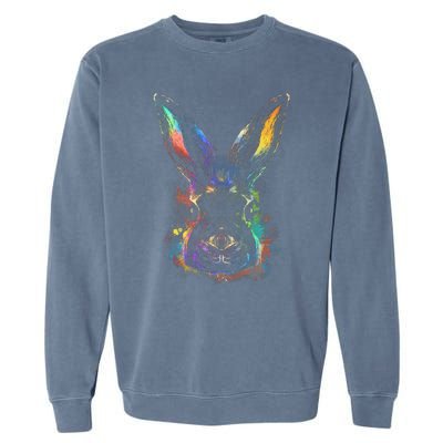 Colorful Rabbit Illustration Garment-Dyed Sweatshirt