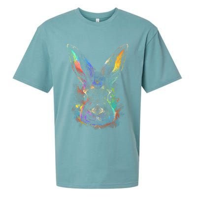 Colorful Rabbit Illustration Sueded Cloud Jersey T-Shirt