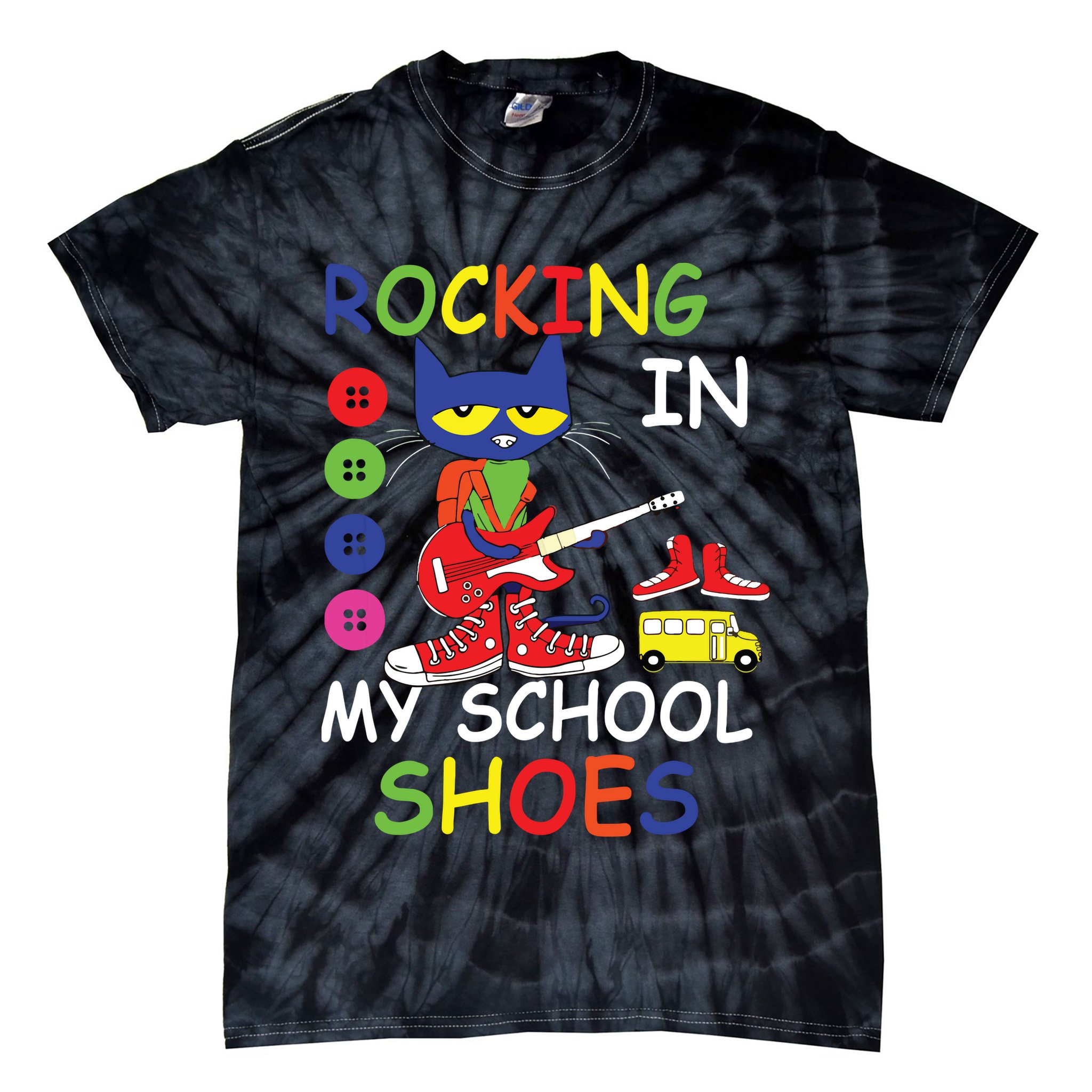 Cat Rocking In My School Shoes Back To School For Kids Tie-Dye T-Shirt