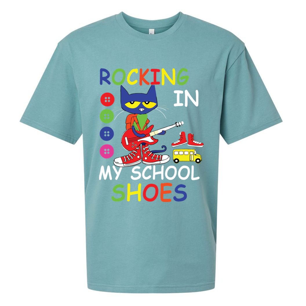 Cat Rocking In My School Shoes Back To School For Kids Sueded Cloud Jersey T-Shirt