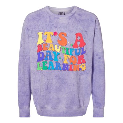 Colorful Retro It's A Beautiful Day For Learning Colorblast Crewneck Sweatshirt