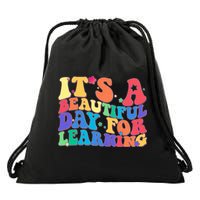Colorful Retro It's A Beautiful Day For Learning Drawstring Bag