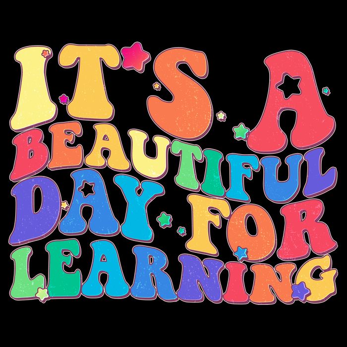 Colorful Retro It's A Beautiful Day For Learning Drawstring Bag