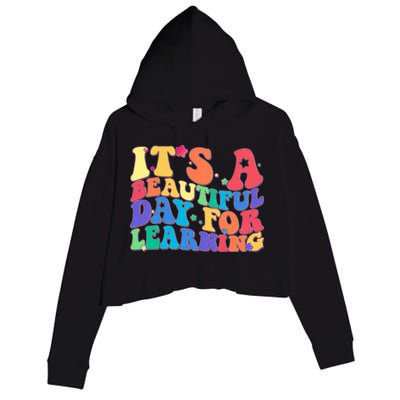 Colorful Retro It's A Beautiful Day For Learning Crop Fleece Hoodie
