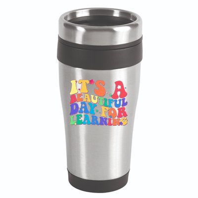 Colorful Retro It's A Beautiful Day For Learning 16oz Travel Tumbler