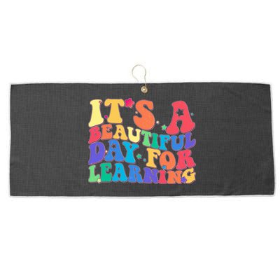 Colorful Retro It's A Beautiful Day For Learning Large Microfiber Waffle Golf Towel