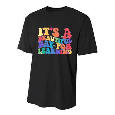 Colorful Retro It's A Beautiful Day For Learning Youth Performance Sprint T-Shirt