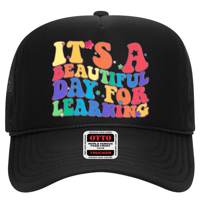 Colorful Retro It's A Beautiful Day For Learning Trucker Hat