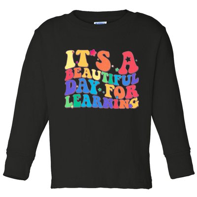 Colorful Retro It's A Beautiful Day For Learning Toddler Long Sleeve Shirt