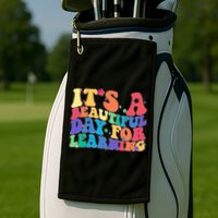 Colorful Retro It's A Beautiful Day For Learning Golf Towel