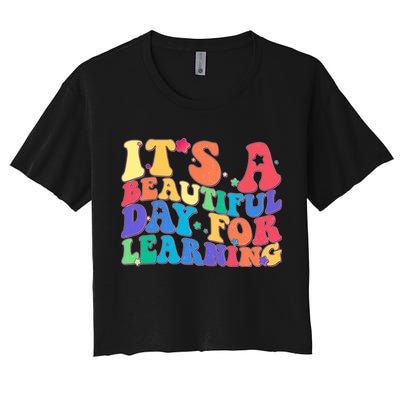 Colorful Retro It's A Beautiful Day For Learning Crop Top
