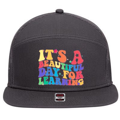 Colorful Retro It's A Beautiful Day For Learning 7 Panel Mesh Trucker Snapback Hat