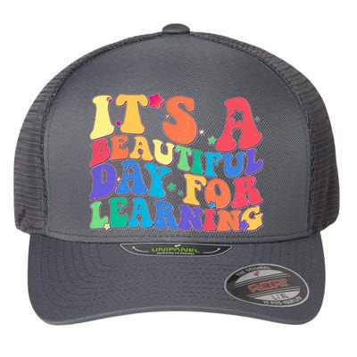Colorful Retro It's A Beautiful Day For Learning Flexfit Unipanel Trucker Cap