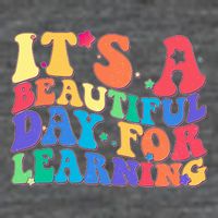 Colorful Retro It's A Beautiful Day For Learning Button