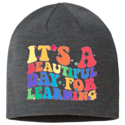 Colorful Retro It's A Beautiful Day For Learning Sustainable Beanie