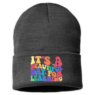Colorful Retro It's A Beautiful Day For Learning Sustainable Knit Beanie