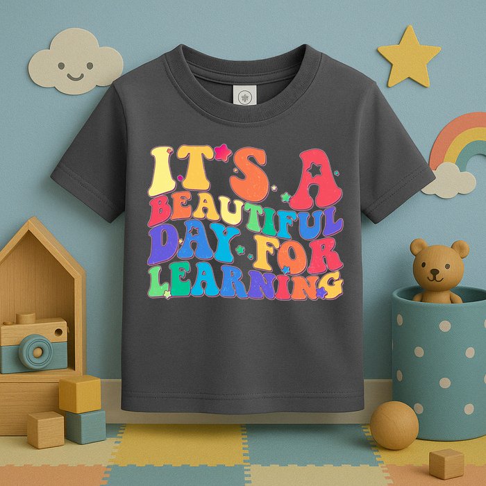 Colorful Retro It's A Beautiful Day For Learning Toddler T-Shirt