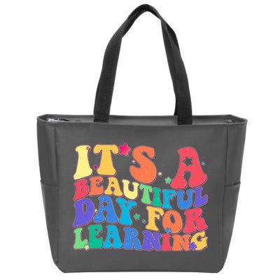 Colorful Retro It's A Beautiful Day For Learning Zip Tote Bag