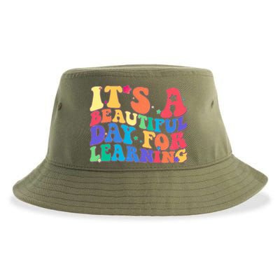 Colorful Retro It's A Beautiful Day For Learning Sustainable Bucket Hat