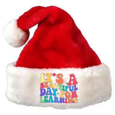 Colorful Retro It's A Beautiful Day For Learning Premium Christmas Santa Hat