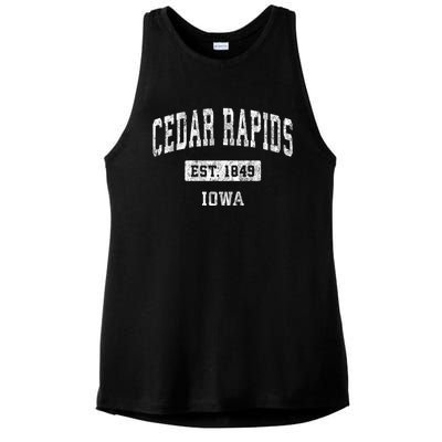 Cedar Rapids Iowa Ia Vintage Sports Ladies PosiCharge Tri-Blend Wicking Tank