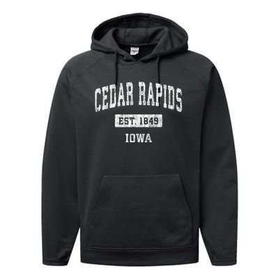 Cedar Rapids Iowa Ia Vintage Sports Performance Fleece Hoodie