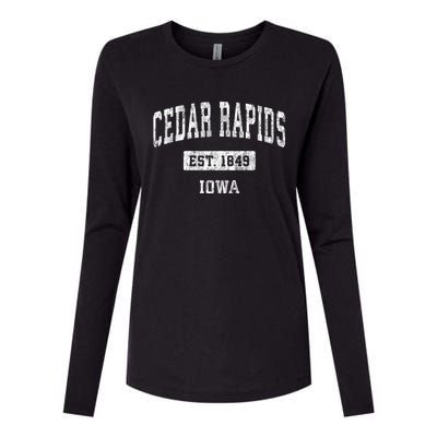 Cedar Rapids Iowa Ia Vintage Sports Womens Cotton Relaxed Long Sleeve T-Shirt