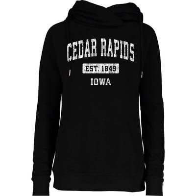 Cedar Rapids Iowa Ia Vintage Sports Womens Funnel Neck Pullover Hood