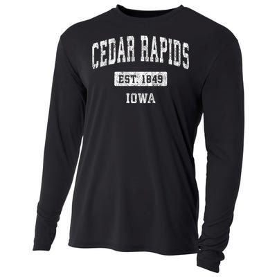 Cedar Rapids Iowa Ia Vintage Sports Cooling Performance Long Sleeve Crew