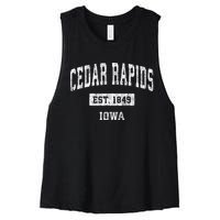 Cedar Rapids Iowa Ia Vintage Sports Women's Racerback Cropped Tank