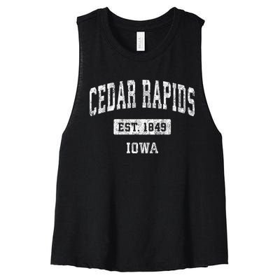 Cedar Rapids Iowa Ia Vintage Sports Women's Racerback Cropped Tank