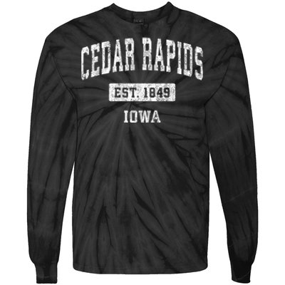 Cedar Rapids Iowa Ia Vintage Sports Tie-Dye Long Sleeve Shirt