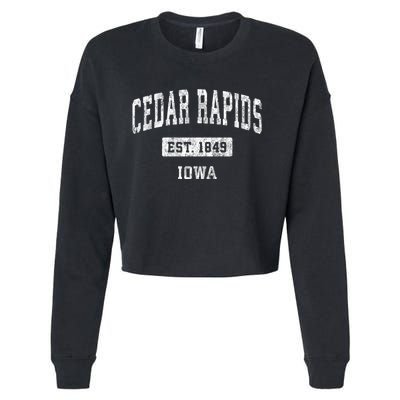 Cedar Rapids Iowa Ia Vintage Sports Cropped Pullover Crew