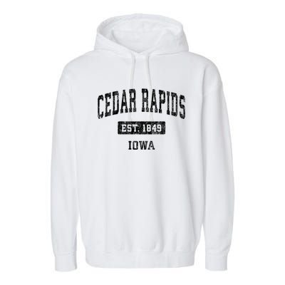 Cedar Rapids Iowa Ia Vintage Sports Garment-Dyed Fleece Hoodie