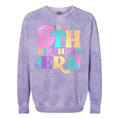 Cute Retro In My 9th Birthday Era Colorblast Crewneck Sweatshirt