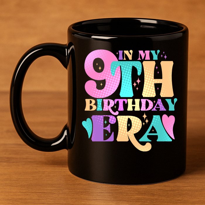 Cute Retro In My 9th Birthday Era 11oz C Handle Ceramic Mug