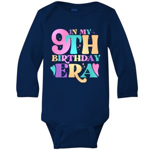 Cute Retro In My 9th Birthday Era Baby Long Sleeve Bodysuit