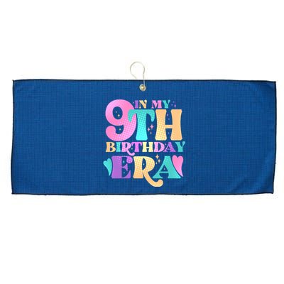 Cute Retro In My 9th Birthday Era Large Microfiber Waffle Golf Towel