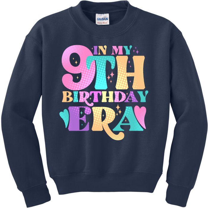 Cute Retro In My 9th Birthday Era Kids Sweatshirt