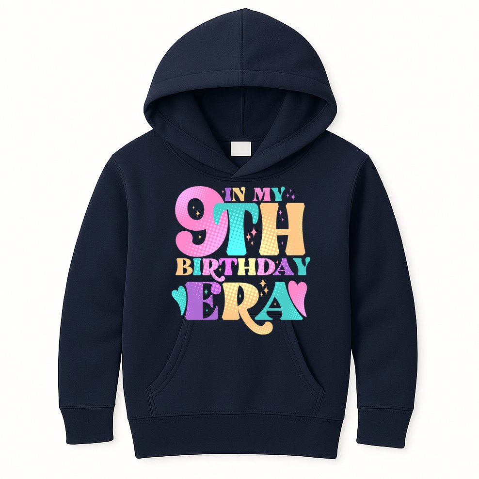 Cute Retro In My 9th Birthday Era Kids Hoodie