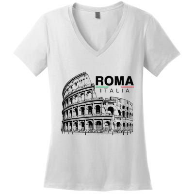 Colosseum Rome Italy Vintage Souvenir Colosseo Roma Italia Women's V-Neck T-Shirt