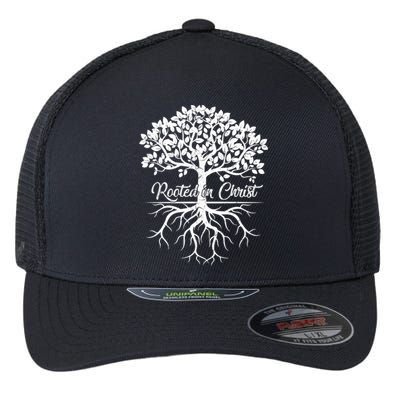 Cool Rooted In Chrisgift Christian Faith Gift Bible Verse Gift Flexfit Unipanel Trucker Cap