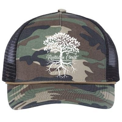 Cool Rooted In Chrisgift Christian Faith Gift Bible Verse Gift Retro Rope Trucker Hat Cap