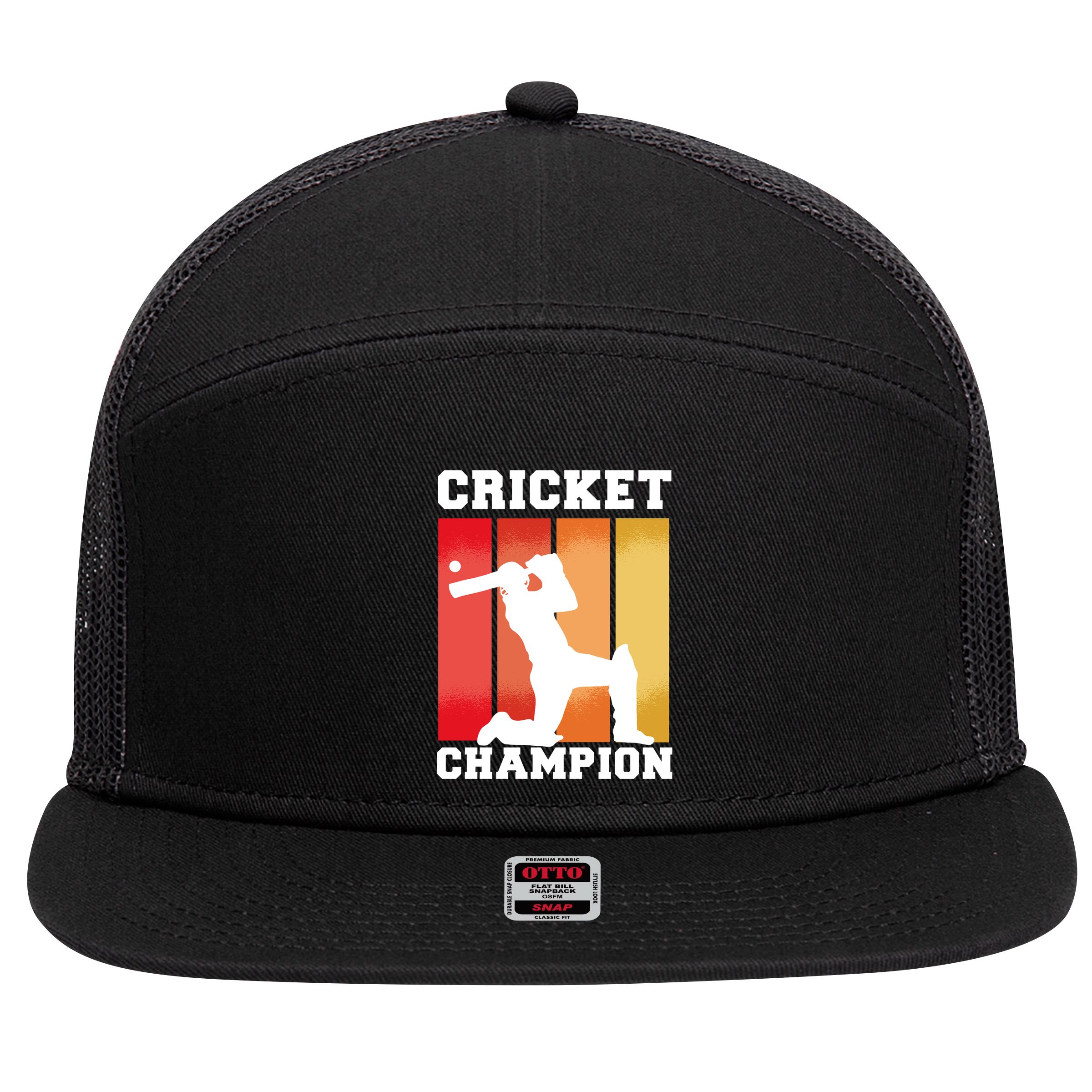 Cricket Player Champion 7 Panel Mesh Trucker Snapback Hat