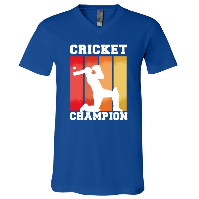 Cricket Player Champion V-Neck T-Shirt