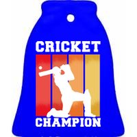 Cricket Player Champion Ceramic Bell Ornament