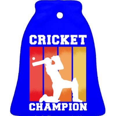 Cricket Player Champion Ceramic Bell Ornament