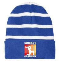 Cricket Player Champion Striped Beanie with Solid Band